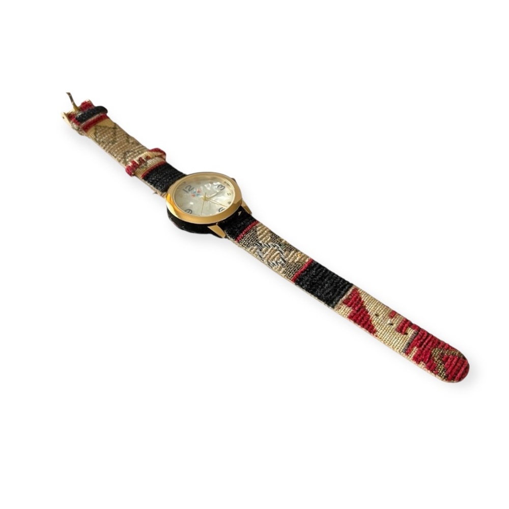Vintage Canyon Sky Woven Jacquard Southwestern Tribal Pattern Buckle Band Watch